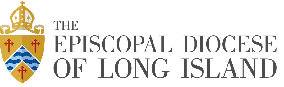 Logo for The Episcopal Diocese of Long Island, featuring a crest with crosses, waves, and a bishop's mitre, on a white background.