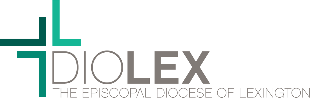 Logo of Diolex, The Episcopal Diocese of Lexington, featuring a modern cross design with teal and gray colors. Text positioned horizontally beneath.